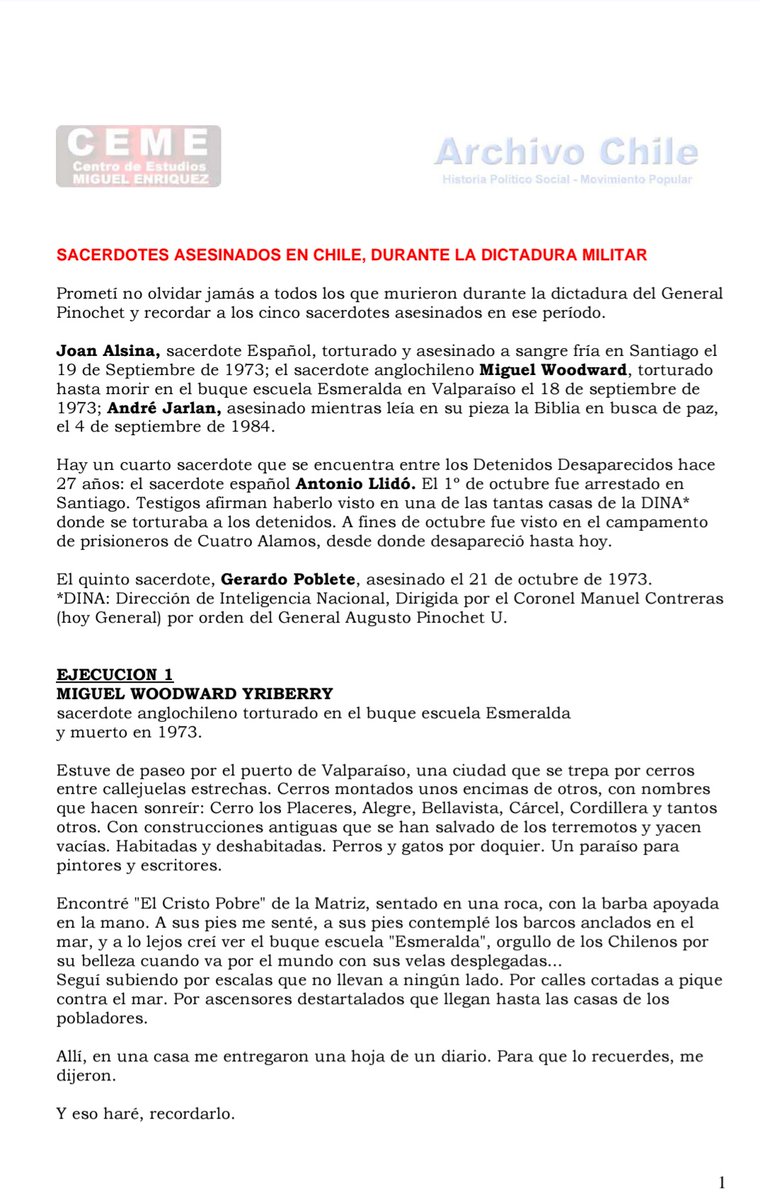 jdelrio70's tweet photo. De niño escuché de algunos adultos que los comunistas son "Come guaguas y mata curas".
Pero fue la derecha la que asesinó a más de 150 niños y desapareció a 40, robaron y vendieron a más de 150 y asesinaron a curas como Jarlan, Woodward, Alsina, Llidó y Poblete.
Memoria histórica https://t.co/CuEKpgi1hP