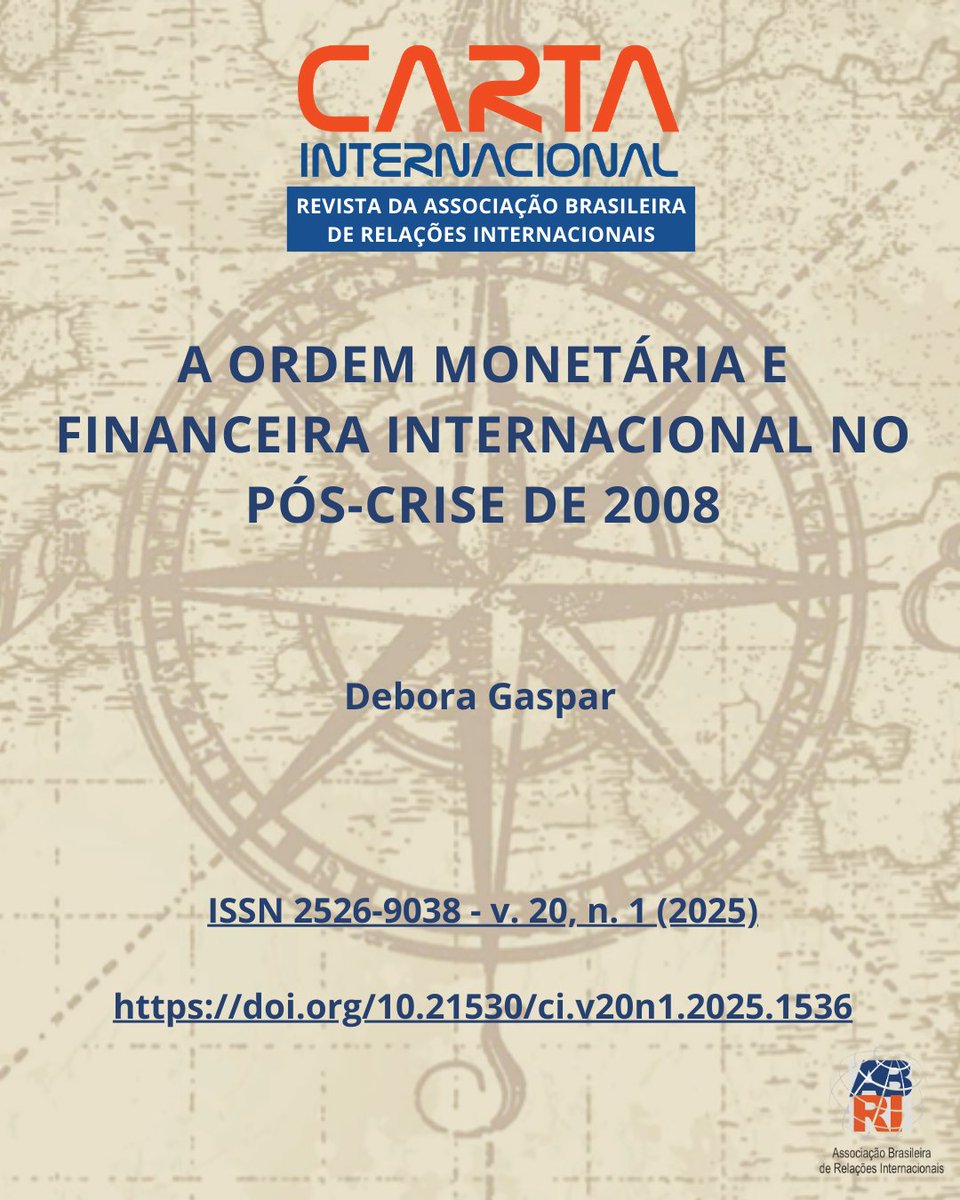 📢 De Bretton Woods aos swaps do Fed em 2008: como a crise financeira global reconfigurou o SMFI?

🔎Entenda a tensão entre a hegemonia do dólar e as novas estratégias defensivas dos emergentes aqui: cartainternacional.abri.org.br/Carta/article/…

#CriseFinanceira #SistemaMonetário #EconomiasEmergentes