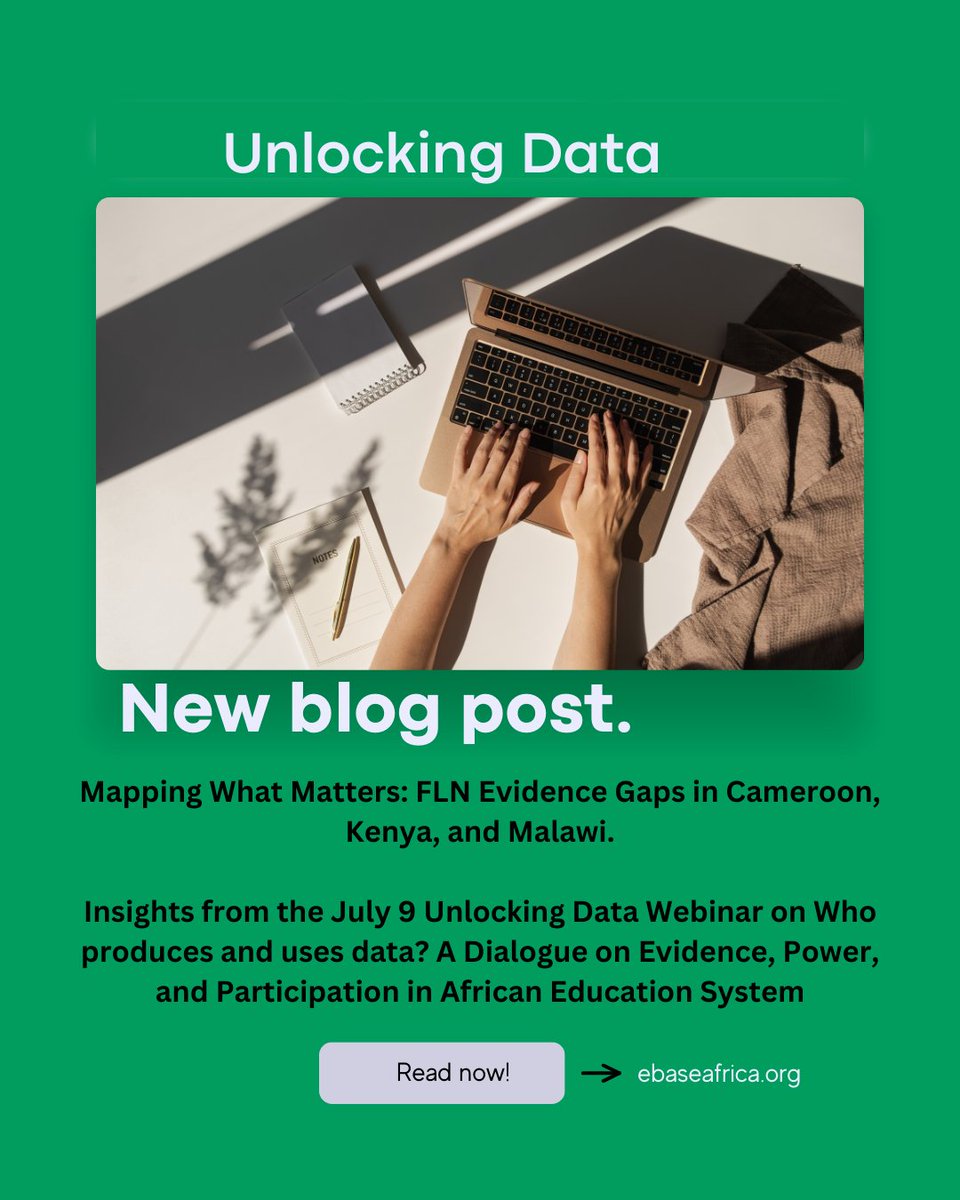 “Data must serve not only decision-makers, but also the communities it represents.”
Through the Unlocking Data initiative, we mapped evidence gap maps in #FLN and shared key findings in a webinar by <a href="/GlobalEdTechHub/">EdTech Hub</a>.

Read more in this blog by <a href="/NashipuS/">Sherifa Nashipu</a>
🔗bit.ly/47Apz46