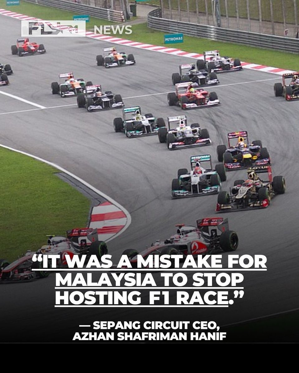 FlyFM958's tweet photo. Sepang boss admits dropping F1 in 2017 was a mistake — bringing it back now would cost RM300m+ a year with a long waitlist. Govt &amp; corporate interest is strong, but it needs a smart strategy. He warns: don’t repeat the same with MotoGP.

Source: NewStraitsTimes 

#FlyFMNews #F1 https://t.co/MMAKN3WRK3