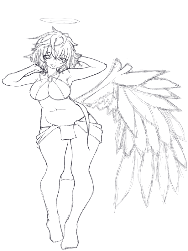 ヴェルドさん新立ち絵案。この子の服装はいつも悩む。やりすぎると流石にセンシティブすぎるでしょうし、かといって着こませるのも解釈違い。