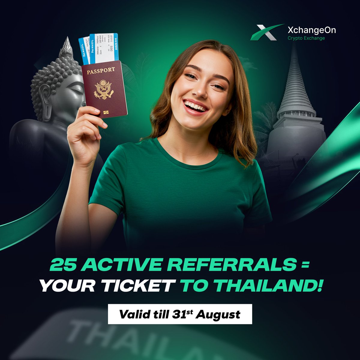 XchangeOnPromo's tweet photo. ✈️ 25 Direct Active Referrals = Your Boarding Pass to Thailand!
The countdown is on ⏳ Secure your spot at the most-awaited XchangeOn Meetup.

Valid till 31st August – Don’t miss your chance to shine in Thailand! 🇹🇭✨

#Xchangeon #XchangeOnThailandMeetup https://t.co/30CzwGElTz