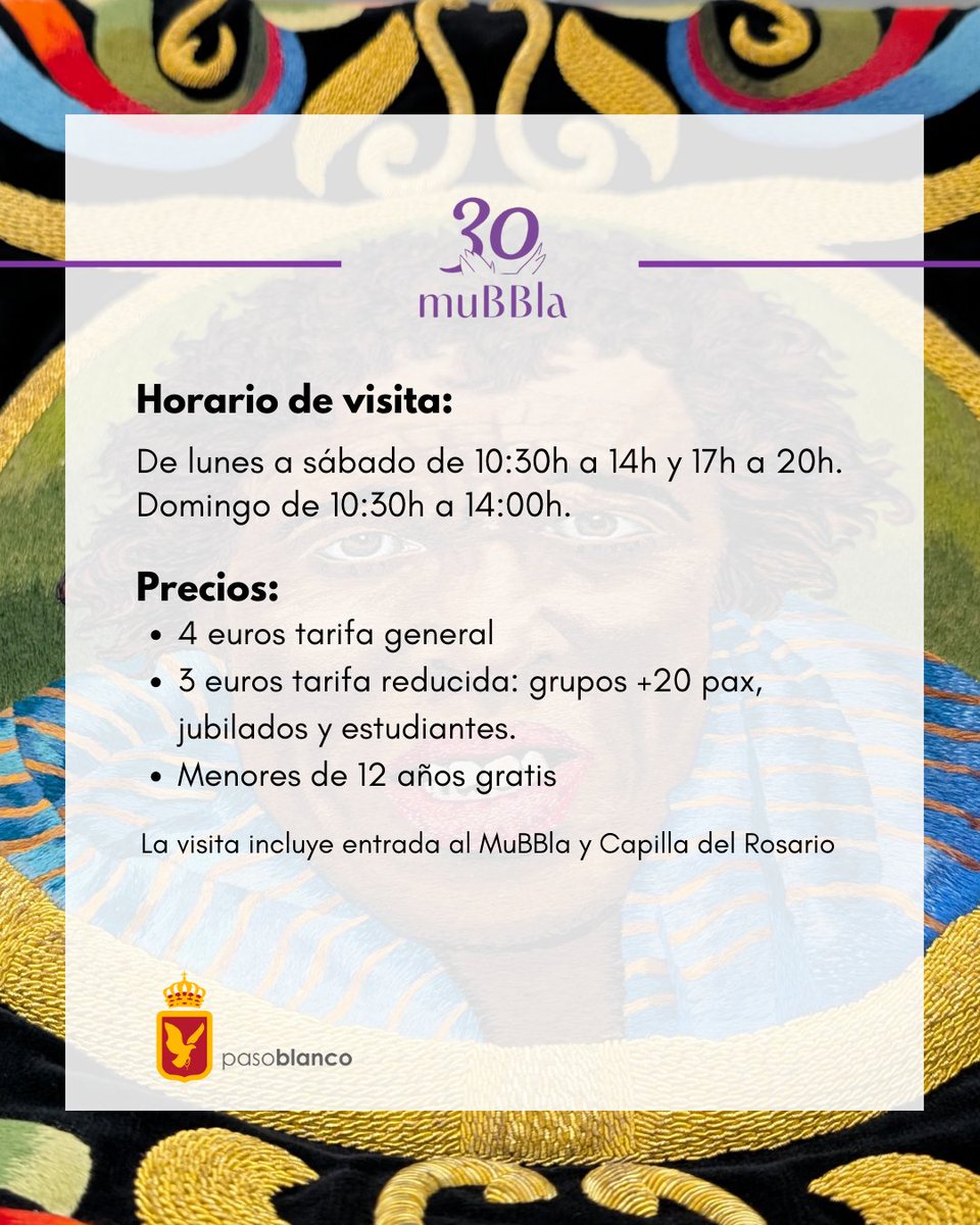 ✨ El MuBBla vuelve a abrir sus puertas ✨

Tras unos días de mantenimiento en la zona expositiva, nuestro museo reabre para seguir compartiendo con vosotros la esencia del bordado Lorca. 🧵💫

📍 Te esperamos con los horarios habituales 

#VisitLorca #RegiondeMurcia