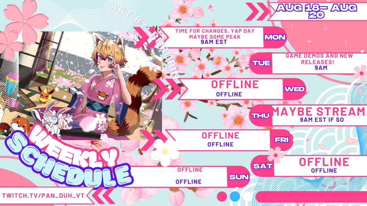 I really Should be better about posting this on Sundays when i stream every Monday morning 😅

Arts: <a href="/RururinVT/">Ruru 🌸 DONOTHON July 14 ✨</a> &amp; <a href="/potatoimoetz/">Potatoimoetz 🎨VGEN COMMISSION OPEN🎨</a>