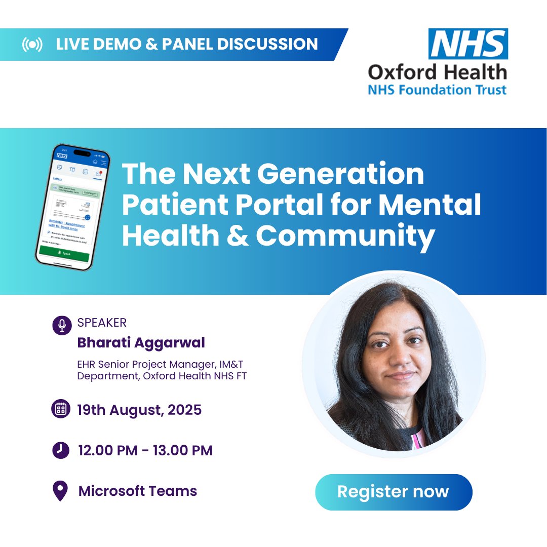 EBO (@ebo_ai) on Twitter photo LIVE tomorrow with <a href="/OxfordHealthNHS/">Oxford Health NHS FT</a> !
👩💼 We’ll be joined by <a href="/AggarwalBharati/">Bharati Aggarwal</a> EHR Senior Project Manager at Oxford Health, who will share how the Trust is using EBO’s solution to make patient journeys smoother and give staff more time to focus on care and much more!
👉 Last LIVE tomorrow with <a href="/OxfordHealthNHS/">Oxford Health NHS FT</a> !
👩💼 We’ll be joined by <a href="/AggarwalBharati/">Bharati Aggarwal</a> EHR Senior Project Manager at Oxford Health, who will share how the Trust is using EBO’s solution to make patient journeys smoother and give staff more time to focus on care and much more!
👉 Last