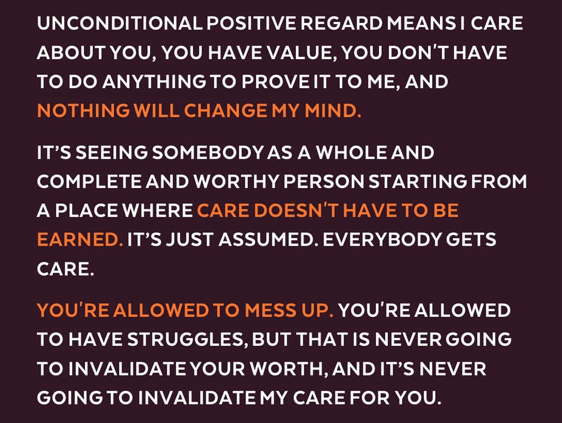 syndysworld's tweet image. #UnconditionalPositiveRegard
This is a 100% that I can sign up for: the idea that all of our students deserve to be treated with unconditional positive regard no matter what took place yesterday or last week or last year—
