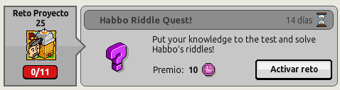 📣 ¡El "Reto: ¡los enigmas de Habbo!" de #Habbo25 está disponible en #Habbo! 🎊

Al completarlo obtendrás: Duckets, 1000 Globos Azules, Globo Brillante 25 Años, Caja Regalo y una placa. 🎈

➡️ Conoce todos los detalles en nuestra noticia: habtium.es/news/19650