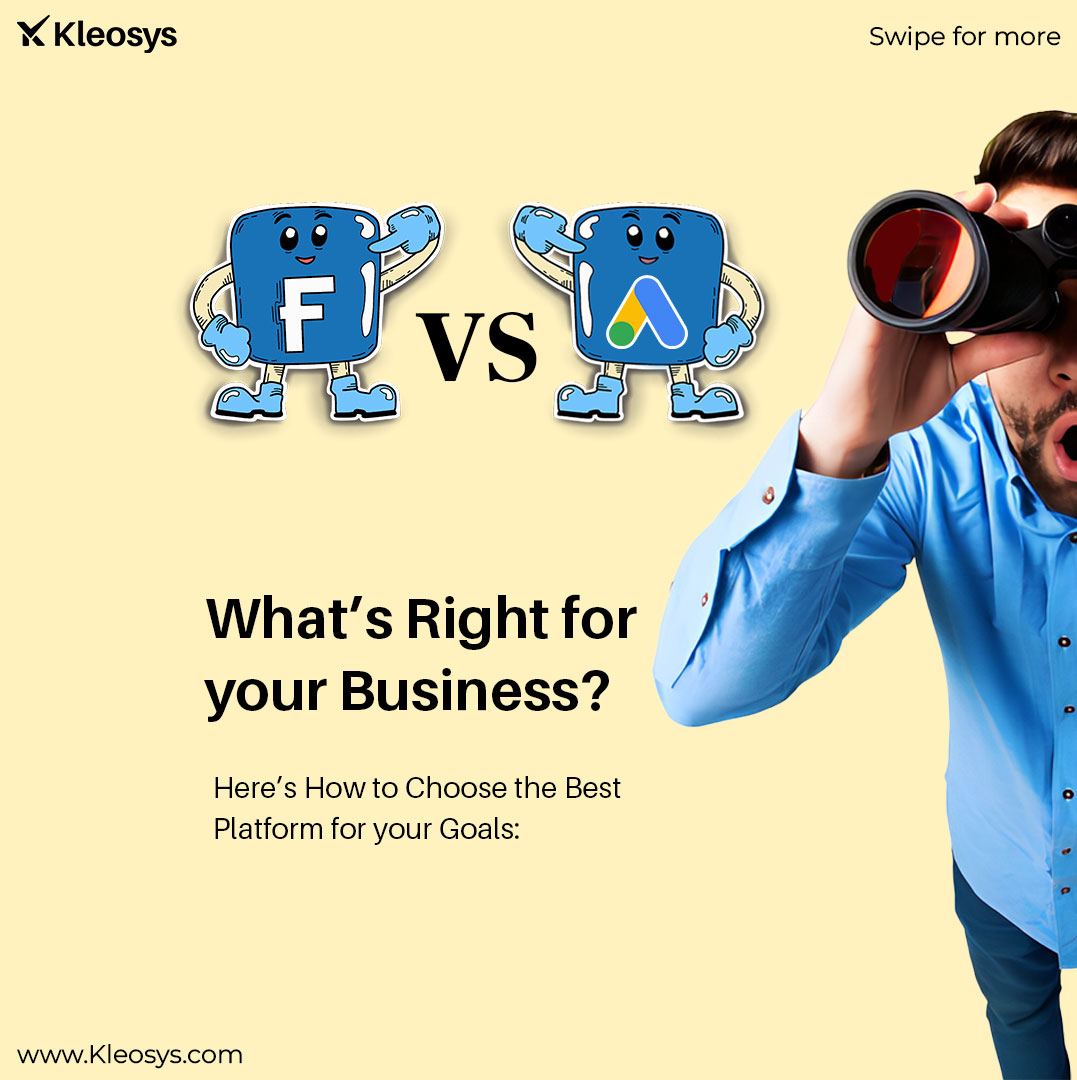 kleosys_global's tweet image. 📊Facebook or Google Ads — Which One Fits Your Goals Best?
🧩At Kleosys,we help you:
 ✔️Identify where your audience spends time
 ✔️Create tailored ad strategies for each platform
 ✔️Maximize ROI with the right message, in the right place
👉Tap “Let’s Talk”
#kleosys #facebookads