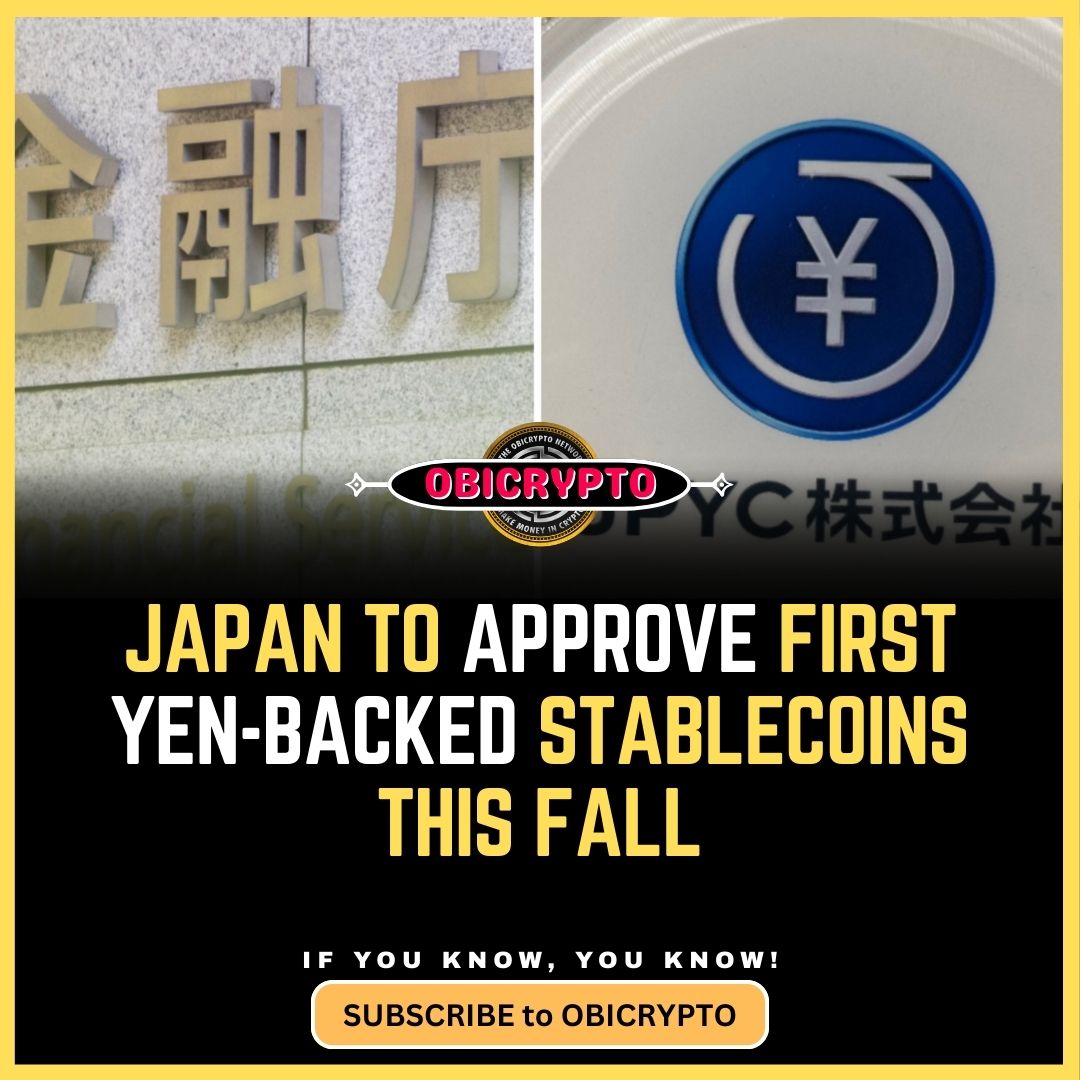Obicrypto001's tweet photo. Japan greenlighting JPYC as a yen-pegged stablecoin is bigger than payments—it could rewire JGB demand and give exporters an on-chain yen rail, reducing reliance on dollar stablecoins.  DROP YOUR THOUGHTS IN COMMENTS BELOW👇 #Stablecoins #JapanCrypto #Yen #Obicrypto. https://t.co/h1x1MVEOdK