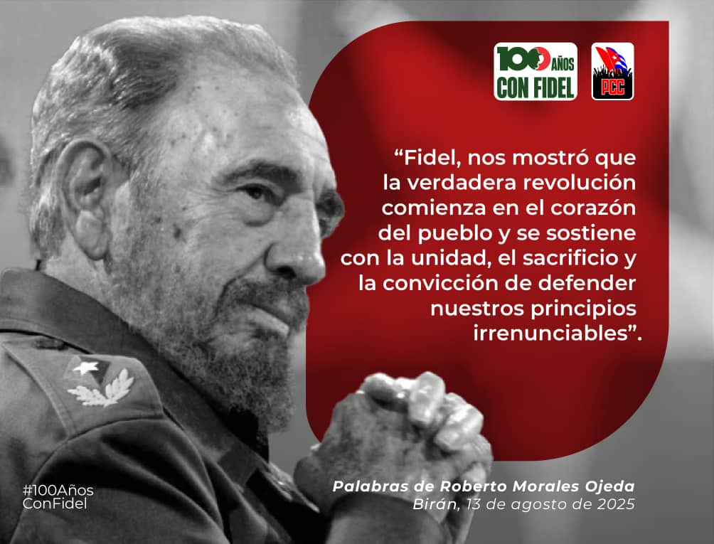 Partido Comunista de Cuba (@partidopcc) on Twitter photo En cada acción oportuna y solidaria que emprendamos, en cada avance de la ciencia, en cada obra cultural descolonizadora, cada hazaña deportiva o aporte productivo, estaremos honrando el pensamiento fidelista
<a href="/DrRobertoMOjeda/">Dr. Roberto Morales Ojeda</a>
#100AñosConFidel En cada acción oportuna y solidaria que emprendamos, en cada avance de la ciencia, en cada obra cultural descolonizadora, cada hazaña deportiva o aporte productivo, estaremos honrando el pensamiento fidelista
<a href="/DrRobertoMOjeda/">Dr. Roberto Morales Ojeda</a>
#100AñosConFidel
