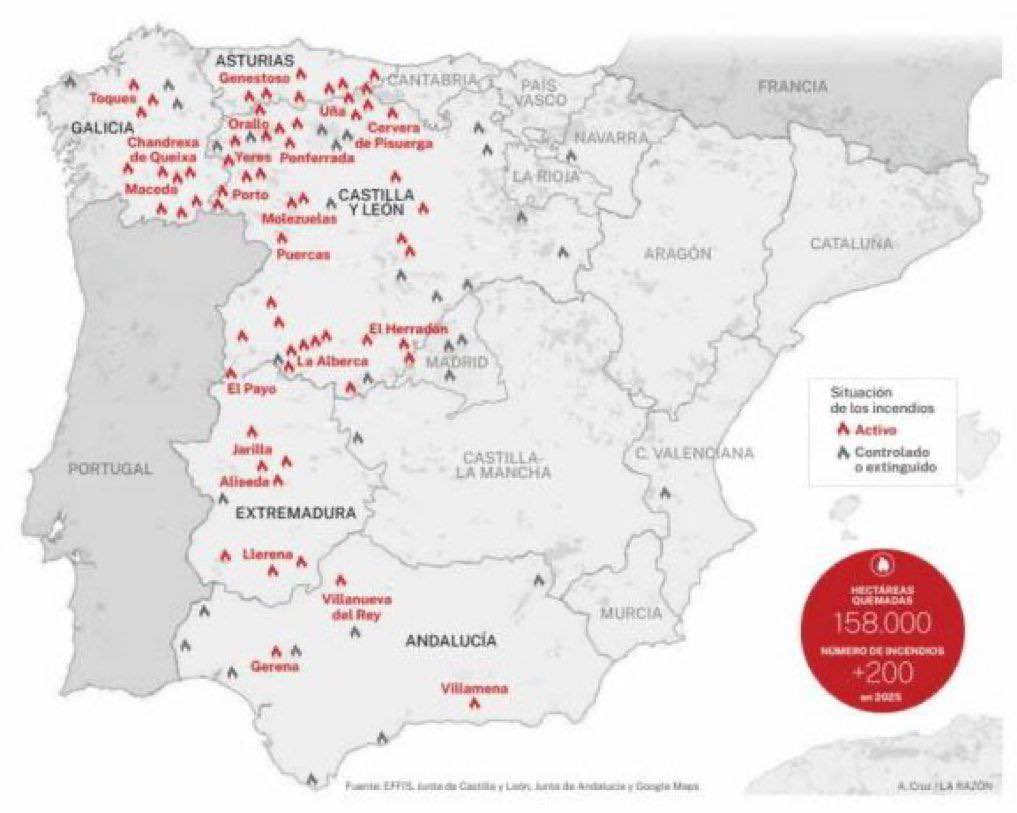 Heshlem's tweet photo. Los incendios en zonas con tierras raras no son casuales:

 • El fuego elimina la cubierta vegetal protectora, lo que permite estudios geológicos y sondeos más directos.

 • La ceniza y la erosión exponen capas de lutitas, arcillas y rocas ígneas alcalinas, donde suelen encontrarse yacimientos de tierras raras.

 • Además, la presión política tras un gran incendio suele abrir la puerta a concesiones mineras o proyectos extractivos con el pretexto de “recuperar la zona”.

Las tierras raras son un grupo de 17 elementos químicos esenciales para móviles, placas solares, turbinas eólicas, coches eléctricos y tecnología militar (neodimio, disprosio, lantano, itrio, etc.) que valen más que el oro.

Son la “gasolina” del siglo XXI, y Europa quiere utilizar a España para su propia energía, ya que la extracción genera rechazo por contaminación radiactiva (uranio y torio asociados).

Pregúntate por qué ningún medio explica esto como teoría plausible. #SeAcabóLaFiesta
Gracias @alviseperez 

Llámame conspiranoica si quieres 

@nofler8 @insubarataria @Mav_erick2 @Zoltan668412812 @TruthSeeker5070 @isishern72 @DueDiet @canariasdyu @MatamalasJ @noaylucky @twtoj11 @JoseFerreiraj94 @FLMIRONES @Buenrolloreturn @ChakNorris93