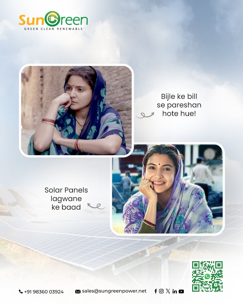 SungreenP's tweet image. That feeling when electricity bills keep piling up… And then you install solar panels and suddenly, peace, savings, and sunshine all at once. 🌞💸😌

To know more, visit us - sungreenpower.net
Call us at +91 98360 03924

#GreenTechRevolution #SolarSolutions #SungreenPower