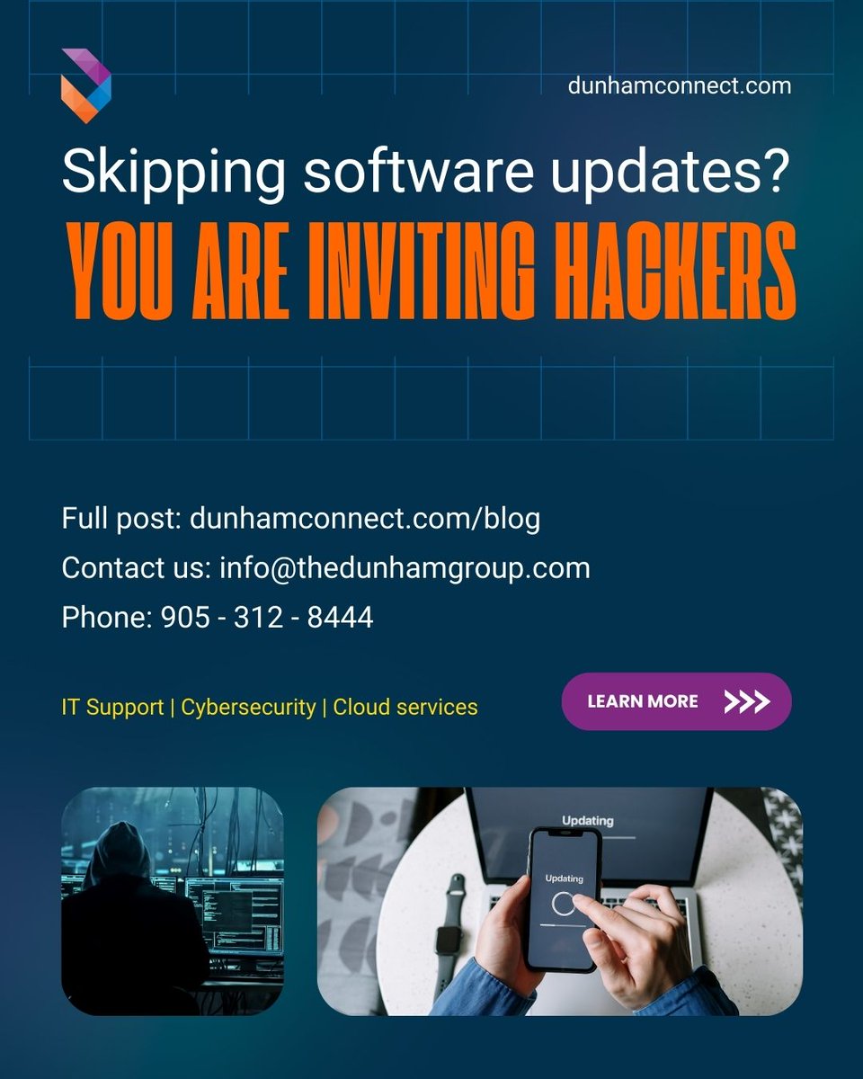 TheDunhamGroup's tweet image. You are putting your devices and data at risk by ignoring software updates.

Contact us for all your Web and IT needs. Visit our website: dunhamconnect.com
.
.
.
#Hamiltontechsupport #techsupporthamilton #hamiltonitservices #ITserviceshamilton #Cybersecurity #cybersecurity