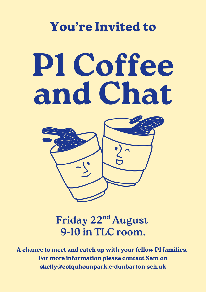 We'd love to invite our new P1 Family members into the school this Friday for a chance to meet and catch up.