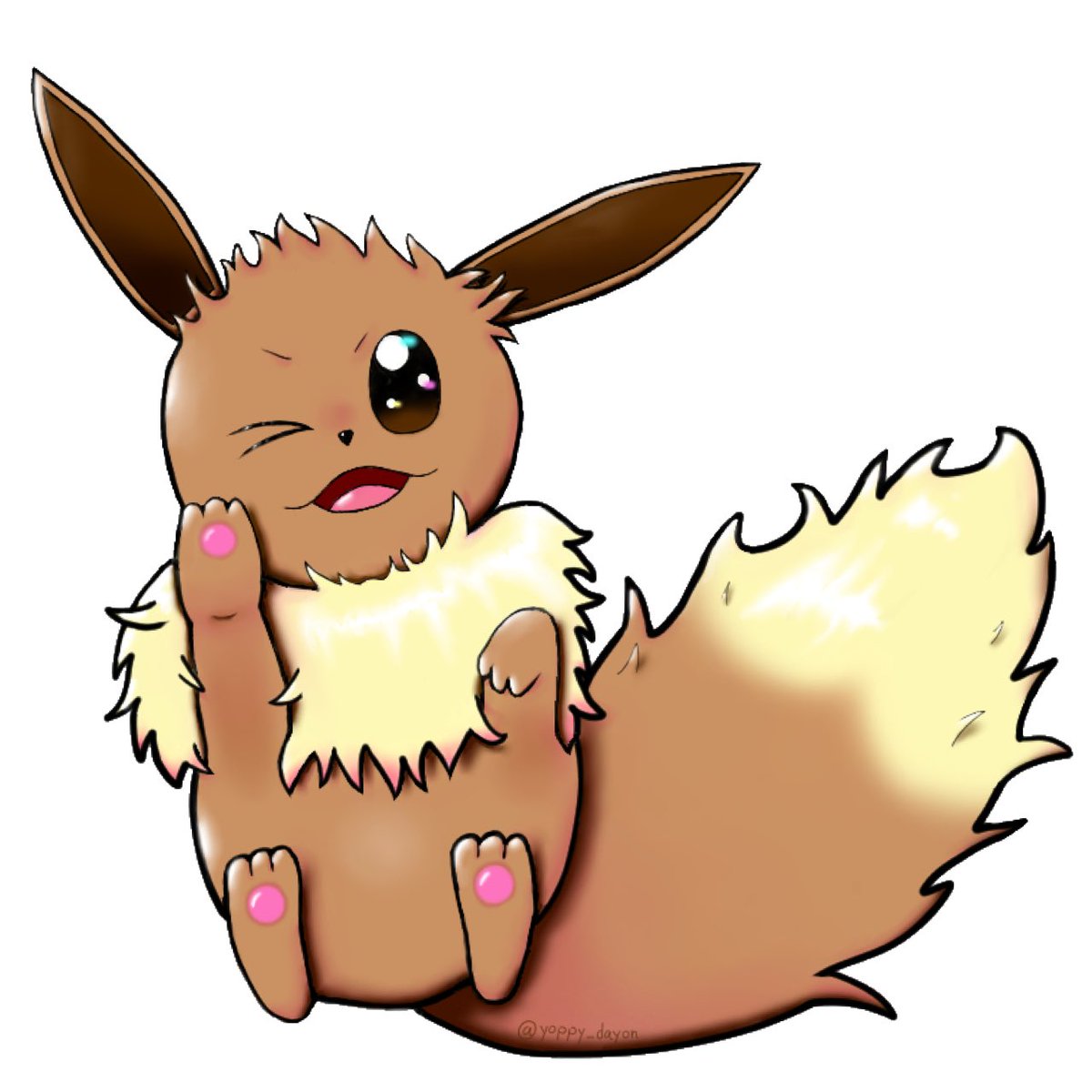 昨日アップしたイーブイイラストのプチメイキング✨️✨️
これがこうなってこうなってこう！！
下描きガン無視すぎるwww