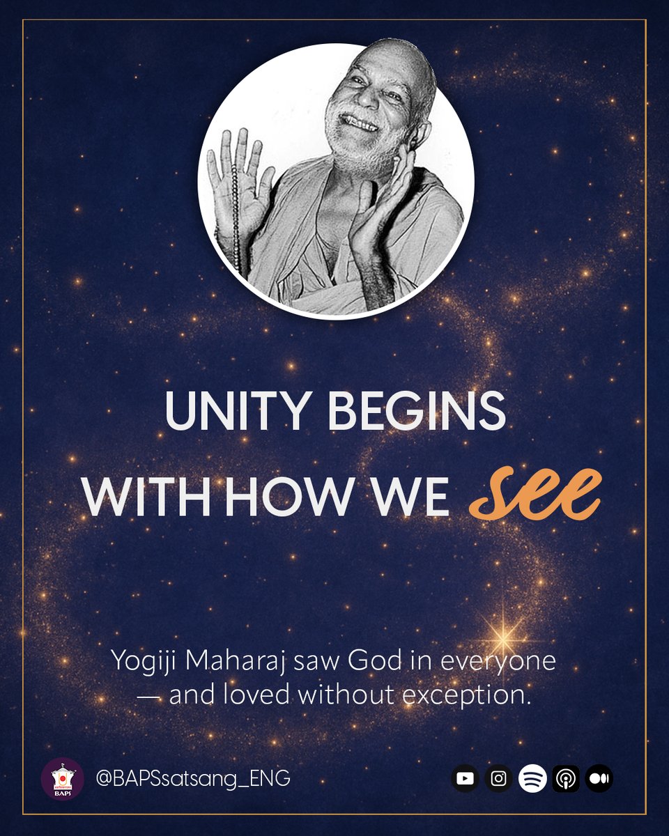 BAPSSatsang_ENG's tweet image. Embrace unity with Yogiji Maharaj’s wisdom: see divinity in everyone, forgive flaws, and spread compassion. 🌟

Watch a Video: youtu.be/IQqIJa8bYsk

#Divyabhav #UnityInLove #BAPS #BAPSsatsang_Eng