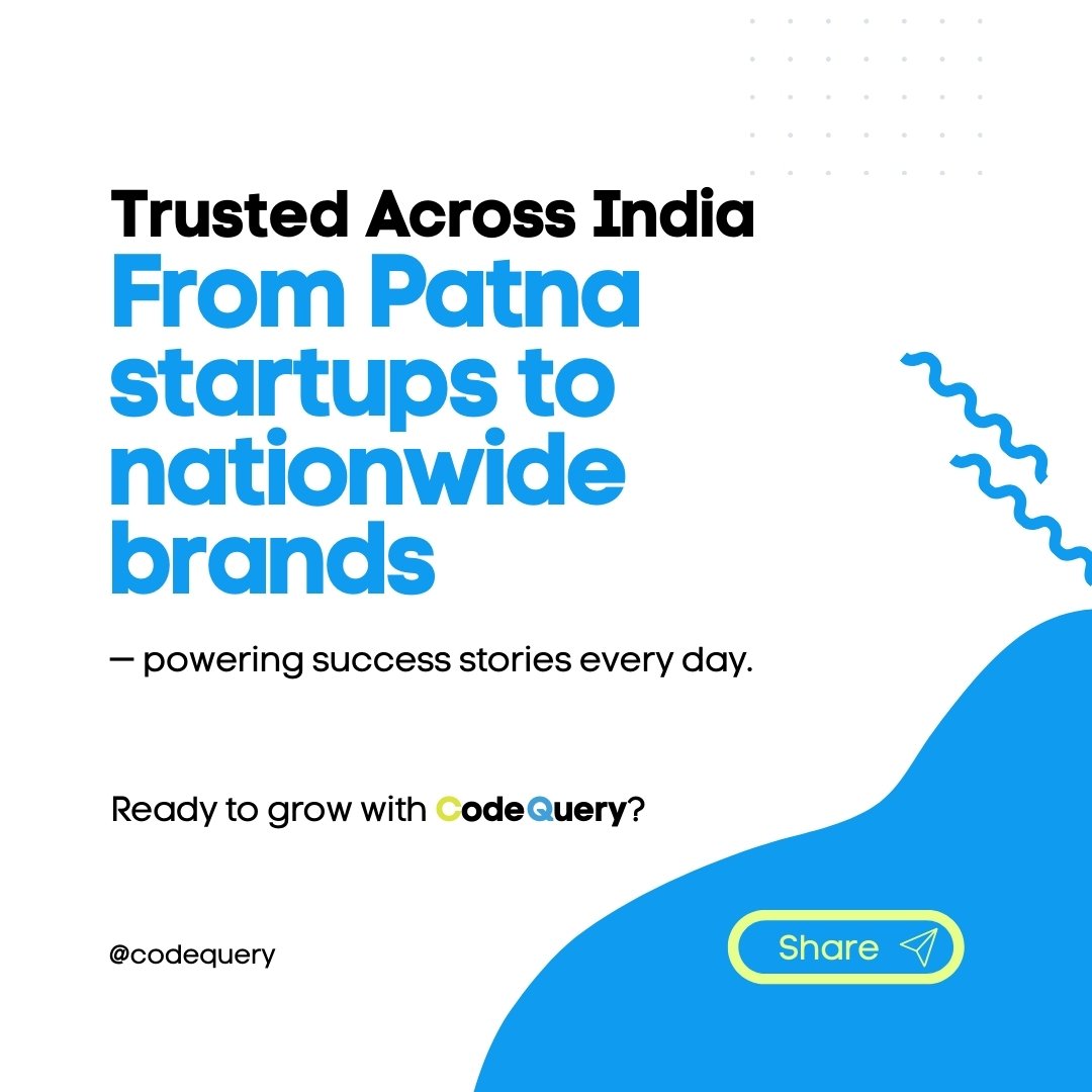 Codequery_'s tweet image. Did you know? Businesses across India trust CodeQuery because we deliver speed, scalability, and support like no other.

Stay tuned for further details! 
Email: Contact@codequery.in
☎️Contact: +91- 9771790558
🌐website: codequery.in

#CodeQuery #BusinessGrowth #SaaS