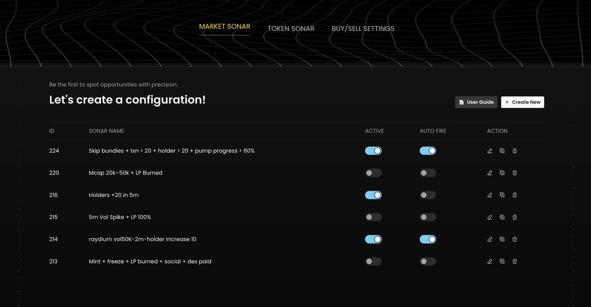 ⚡️ Auto Fire: Set it, forget it, profit on repeat.

No clicks. No hesitation. No “damn I was too late.”
When your exact setup hits, Solsub buys instantly - faster than any human.

✅ Scans the seas 24/7
✅ Fires the entry the second your filters trigger
✅ You ride the move