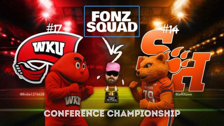 Season 3 fonz conference championship tonight at 9 . Undefeated <a href="/Birdie1276628/">Birdie</a>  takes on <a href="/JeffDLowe/">Jeff D. Lowe</a>  for the title