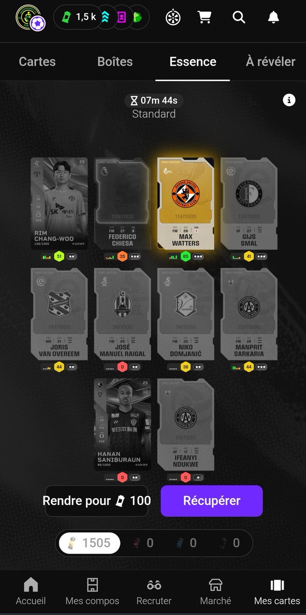 Comment c'est possible de crafter ça alors que mon essence est 76% champion et 24% Liga ? 🤔
<a href="/Sorare/">Sorare</a> <a href="/soraresupport/">Sorare Support</a>