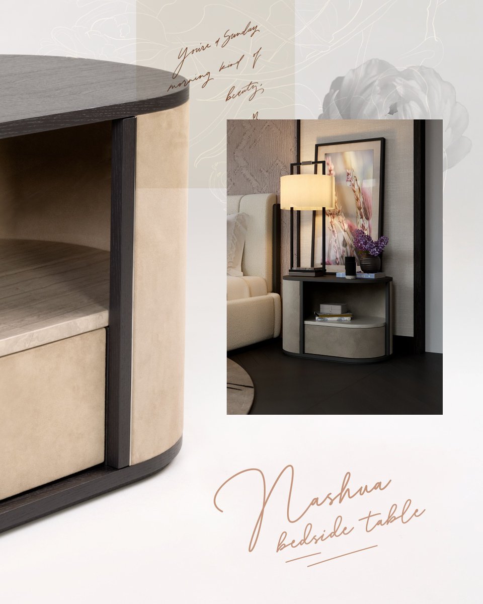 The quiet companion to your dreams.
With clean lines and a soft presence, the Nashua Bedside Table keeps your essentials close while adding a note of understated luxury. Function meets tranquility in perfect balance.

l8r.it/TJV8