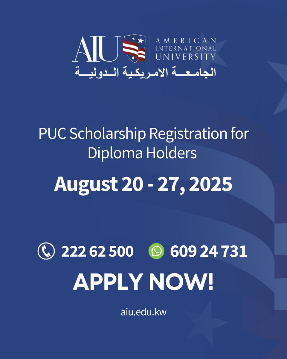 فترة التسجيل في البعثات الداخلية لحملة الدبلوم ستكون من
20 إلى 27 أغسطس 2025

قم بالتقديم اليوم عبر موقعنا أو اتصل بنا!

The PUC registration period for diploma holders will be open from August 20 - 27, 2025

Visit our campus to apply now, or contact us!

☎️ 22262500

📱 60924731