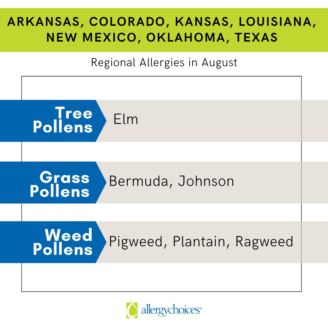 allergychoices's tweet photo. Allergy season doesn’t look the same everywhere! We’ll share which allergens are active in different parts of the country — so you know what to watch for and how to prepare! 

Time for: South Central Pollen Allergy Calendar - here's what to expect! 

#allergies #allergychoices https://t.co/uJoR7N2t97