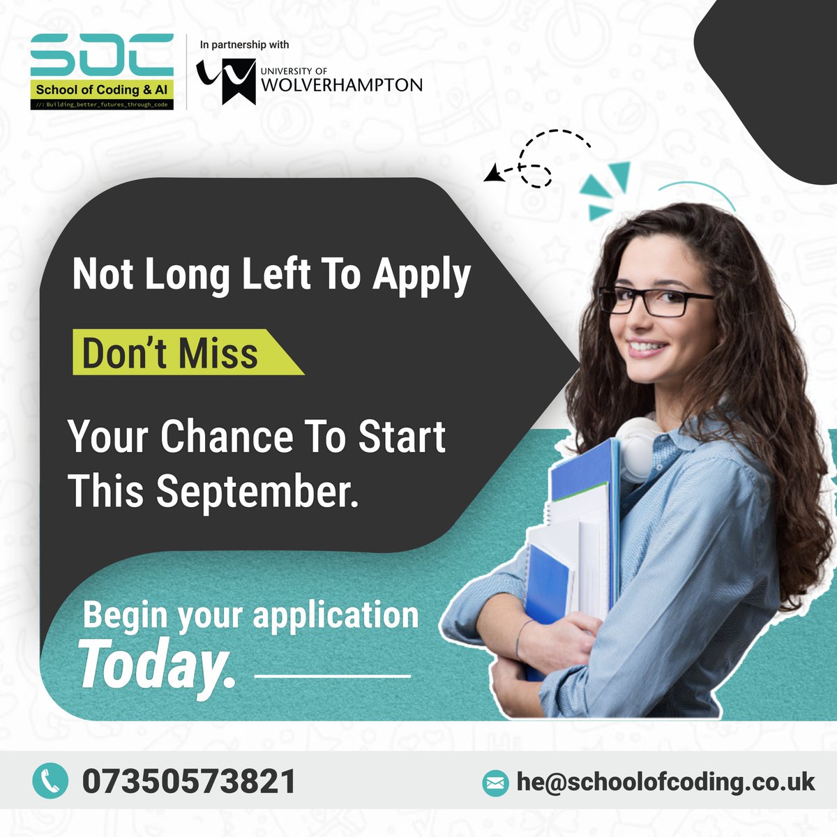 schoolofcoding's tweet image. 🚀 Applications are closing soon – secure your place this September with us in partnership with the University of Wolverhampton.

👉 Want to explore the full list of courses? Visit our website today: [soccollege.uk/courses/]

#Education #University #Coding #AI #SchoolOfCoding