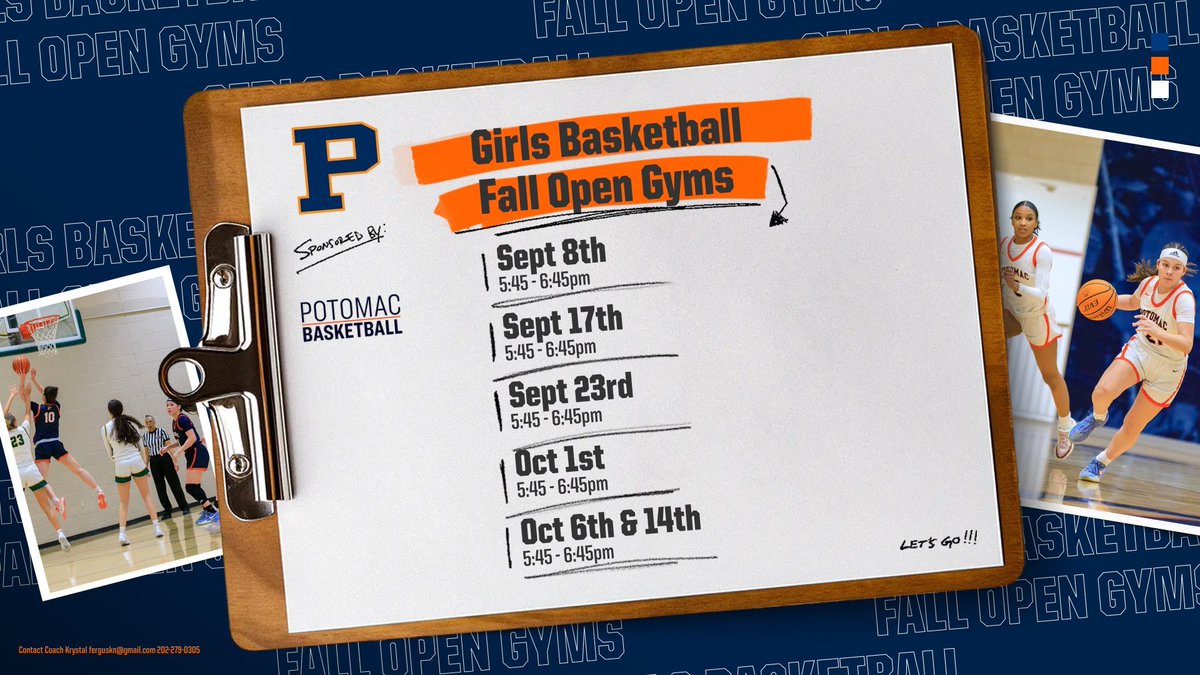 Potomac School Girls Basketball (@potomacgbb) on Twitter photo Coaches—you asked, here it is! Our open gym schedule is set and we can’t wait to welcome you to our gym to see our players. Please reach out to <a href="/CoachKrystal20/">Coach Krystal</a> with any questions and gym directions. Coaches—you asked, here it is! Our open gym schedule is set and we can’t wait to welcome you to our gym to see our players. Please reach out to <a href="/CoachKrystal20/">Coach Krystal</a> with any questions and gym directions.
