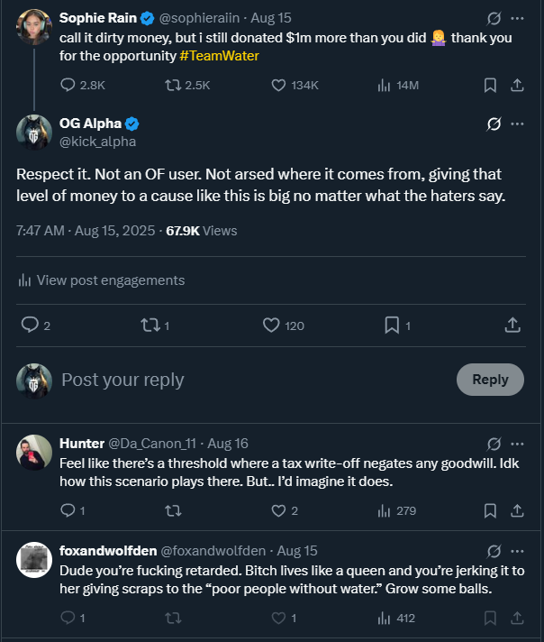 kick_alpha's tweet photo. So some little shit stain thinks that he can make some comment calling me 'fucking retarded' and then instantly blocks me... I would be more likely to 'jerk' it on his mother than Sophie Rain. Shit house. https://t.co/5x5ZBRxOyC