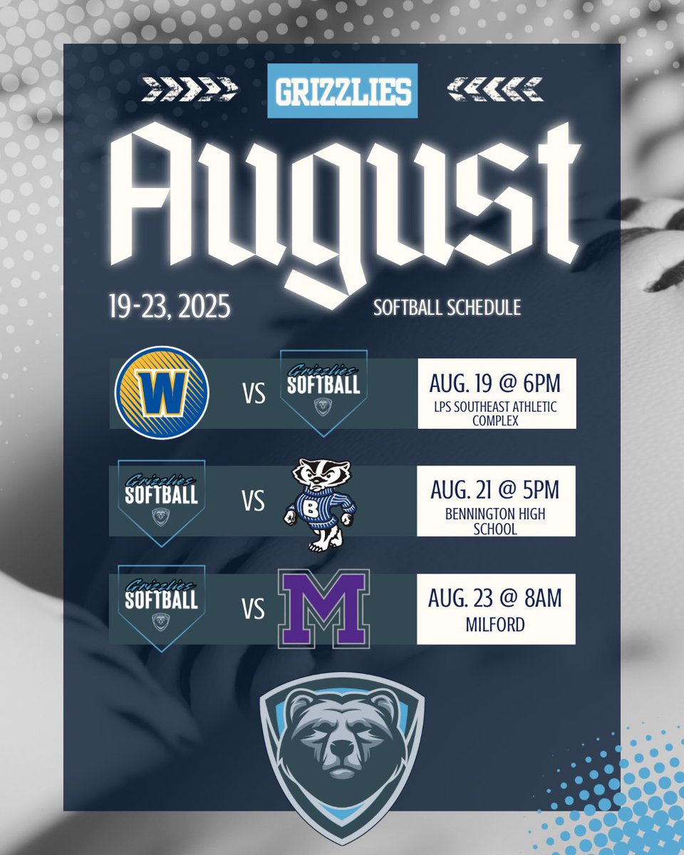 Grizzlies are in action this week! Come out and support at our Jamboree this Tuesday at the Southeast Athletic Complex located at Standing Bear High School!