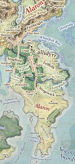 Callidyrr was the most powerful Ffolk kingdom in the Moonshae Isles. Its main exports were weapons, armor, &amp; other steel products, which were said to be of better quality than anything produced along the Sword Coast.
#dnd

📖: Dungeon 196
🎨: <a href="/schley/">Mike Schley</a>

forgottenrealms.fandom.com/wiki/Callidyrr