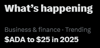 coinbureau's tweet image. 🔥TRENDING: $ADA to $25 in 2025 🚀

That’s 28x from here.

Bullish or too ambitious?👇