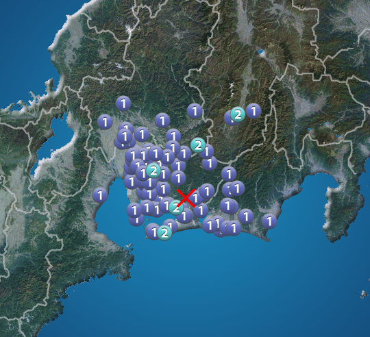 wni_jp's tweet photo. 【地震情報】
8月18日 21:57 震度2
震源：愛知県西部 M3.9 深さ約40km
この地震による津波の心配はありません。
https://t.co/saKZrbill7 https://t.co/cZU28n5oCy