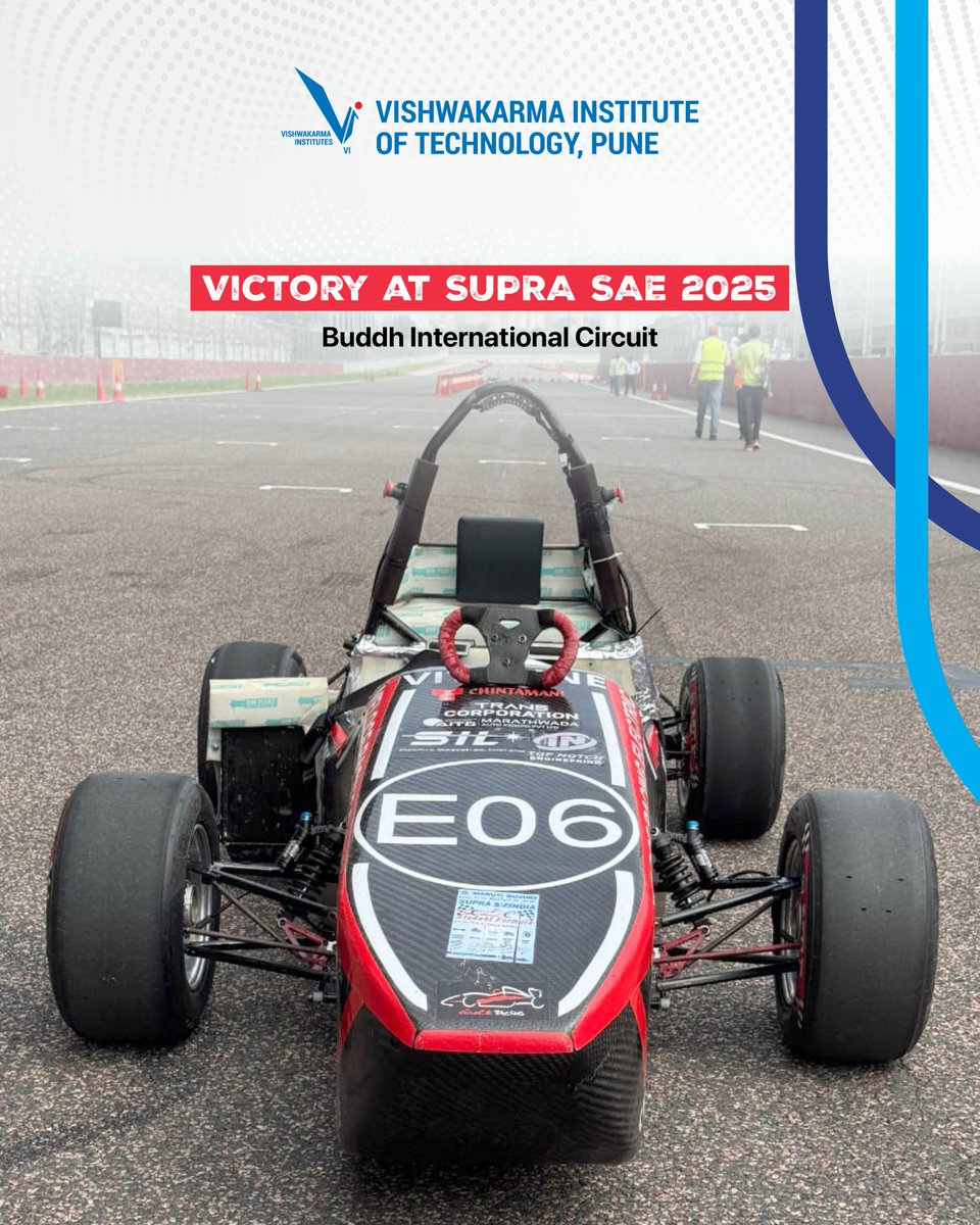 History Made. Again! 🚀⚡
Team VIT’s Veloce Racing India clinches Overall 1st Place at SUPRA SAE 2025 at Buddh International Circuit, dominating the EV category for the 2nd year in a row! 🏆

#VITPune #SUPRASAE2025 #VeloceRacingIndia #EVRevolution #AIR1 #EngineeringExcellence