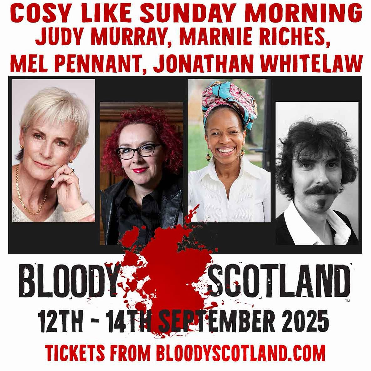 A Sunday morning talking cozy crime in some fine company beckons at this year’s <a href="/BloodyScotland/">Bloody Scotland</a> 

VERY excited to be heading back to Stirling for the first time in TWO years!