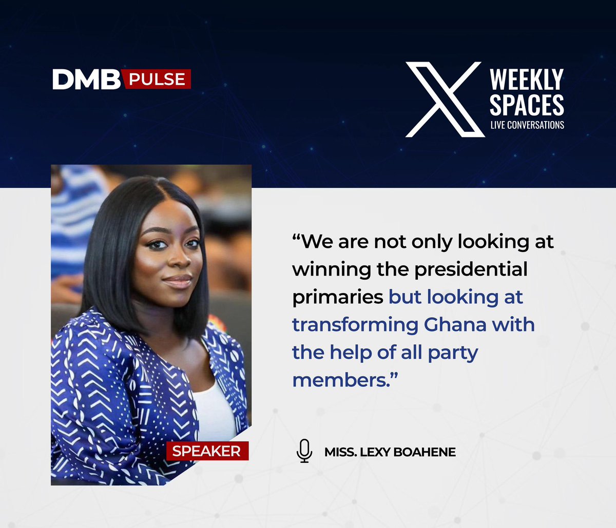 DMBPulse's tweet photo. If you missed our XSpace session, please find excerpts below.
Together for the party and with the party to build the Ghana we want! 🇬🇭🇫🇷🐘🙏
All for you @MBawumia 👌🇫🇷🐘
#DMBPulse https://t.co/SerD6bJTEs