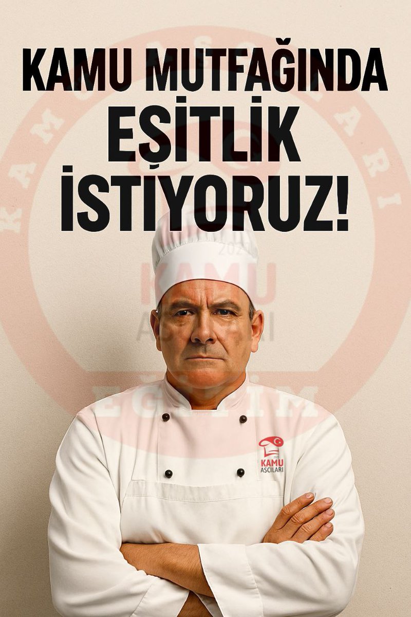 "Kamu mutfaklarında görev yapan aşçılar emeklerinin karşılığını alamıyor. Aynı işi yapan personel arasında ücret ve statü farkı kabul edilemez. Kamu mutfağında eşitlik istiyoruz! #KamuAşçıları #Eşitlikİstiyoruz #Adalet #MemurMeydanda