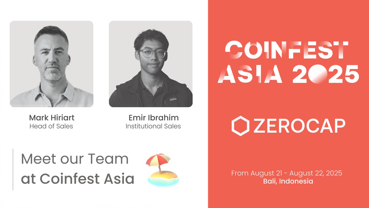 zerocap_fx's tweet image. 🏖️🇮🇩Catch @markhiriart and @emribrahim in @CoinfestAsia 2025 this week. Talking all things Liquidity, Spot/Derivatives OTC, and Market Making.