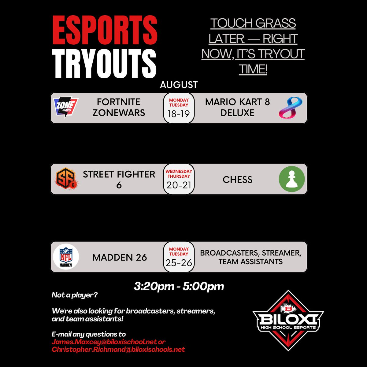 It’s Week 2 of tryouts! 

If you missed Week 1 titles and think you can take a roster spot, shoot us an email.

#BlxIndianNation | #OneTribe