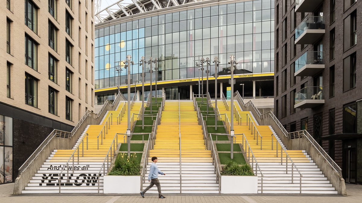 Today’s campaign inspiration comes from @wembleypark x <a href="/pantone/">PANTONE</a>, who’ve transformed London’s Spanish Steps into YELLOW 25. 

To mark 25 years of Coldplay’s ‘Yellow’. Walk all 58 steps of colour, from pale tones to gold. 🎨 

More info below 👇 #YELLOW25

bit.ly/3JeamvF