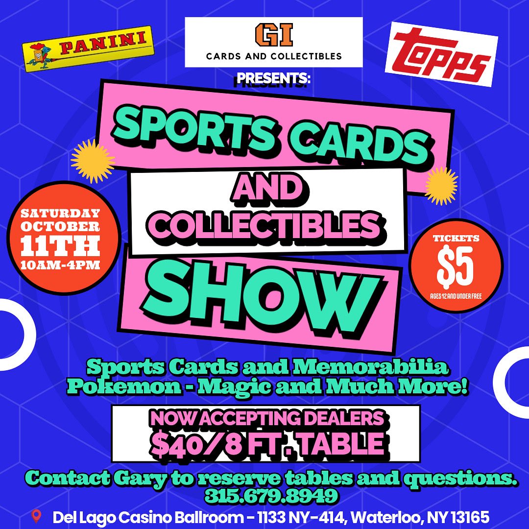 We are proud to present our first Sports Cards and TCG Show! Table reservations are now OPEN! Message us today to reserve yours as we anticipate these selling out quickly. 

This show is open to all ages. Ages 12 and under are free!

Spread the word and we hope to see you there!