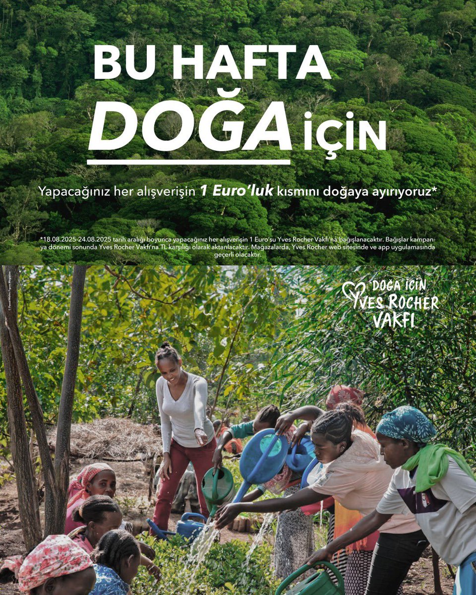 Vakıf Haftası başladı! 🌿 18-24 Ağustos tarihleri arasında yaptığınız her alışverişin 1 Euro’luk kısmını Yves Rocher Vakfı’nın projelerine aktarıyoruz. 🌎💚 #buhaftadoğaiçin