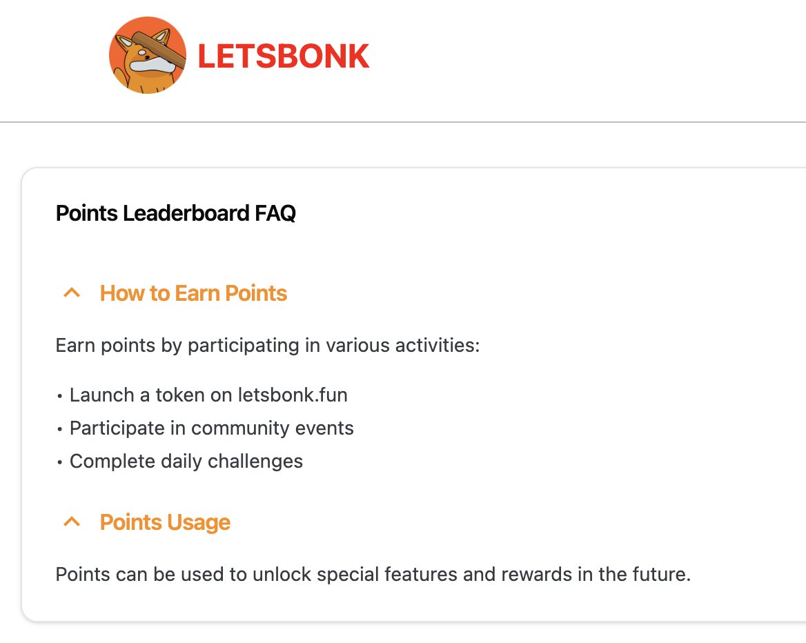 🚨BREAKING: @bonk_fun has introduced a Points tab on its launchpad,  suggesting plans to roll out a points system aimed at incentivizing creators  and traders. The move follows a steep decline in its