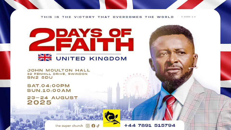 _end_of_july's tweet photo. @NIUKCommunity 
Faith low?

Take a break from the grind and step into something divine.
🔥 #2DaysOfFaith – Swindon, UK
🗓️ Aug 23–24, 2025
📍 John Moulton Hall | SN25DU

Come expectant. Leave transformed.

🎟️ Register now: https://t.co/qL1sr87PFW
Info: +44 7891 515794

#FaithUK https://t.co/g9qLpaIAPd