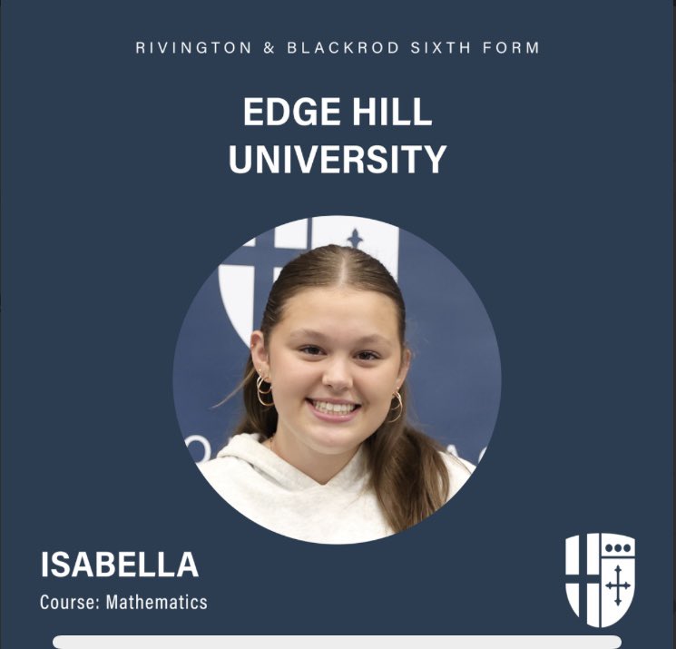 Rivington & Blackrod Sixth Form (@rivisixthform) on Twitter photo Isabella is off to study Mathematics <a href="/edgehill/">Edge Hill University</a> congratulations on your results <a href="/RBHSBolton/">Rivington & Blackrod High School</a> Isabella is off to study Mathematics <a href="/edgehill/">Edge Hill University</a> congratulations on your results <a href="/RBHSBolton/">Rivington & Blackrod High School</a>