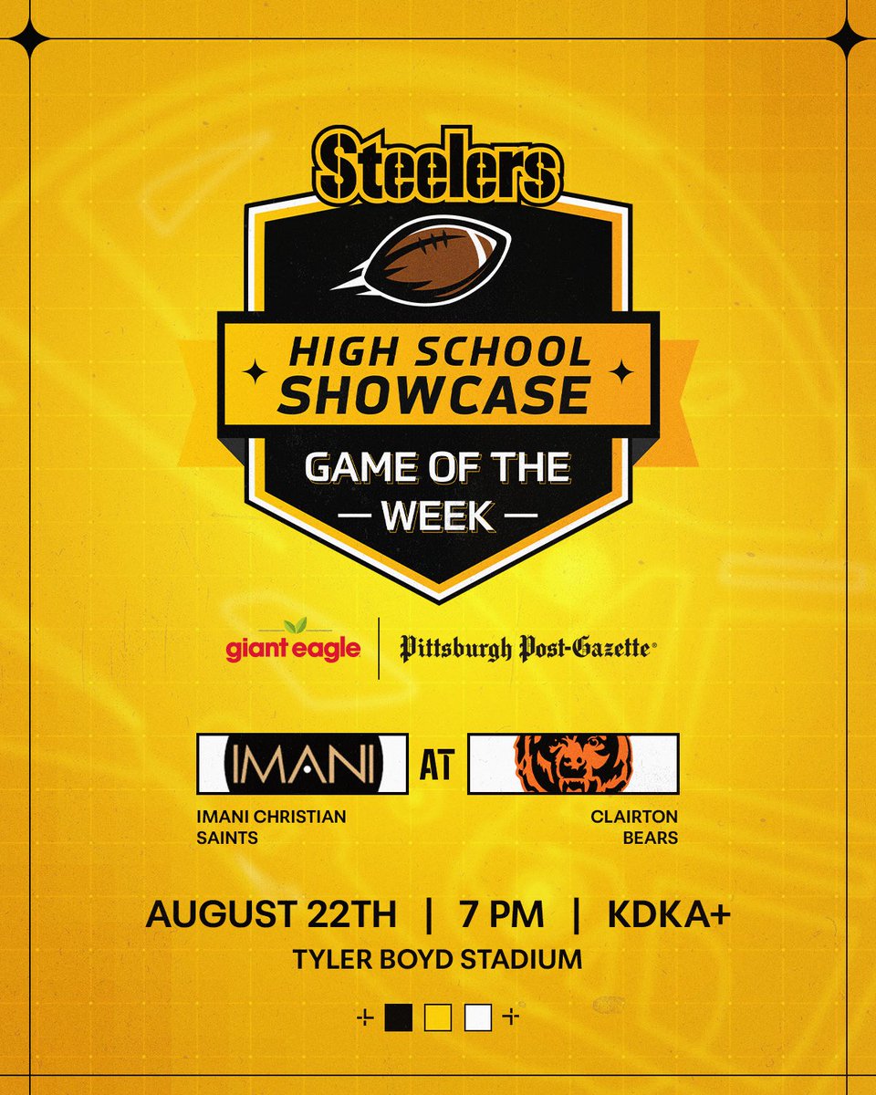 WE’RE BACK‼️

The #SteelersShowcase makes its first stop of the 2025 season at Clairton, where the Bears host the Imani Christian Saints!

📺 Watch live on KDKA+ or check your local listings