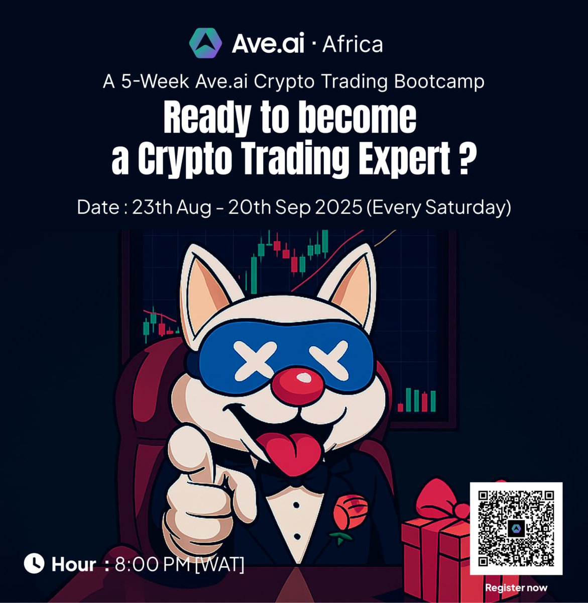 A 5-Week Ave.ai Crypto Trading Bootcamp

Ready to become a Crypto Trading Expert ?

Educate yourself on crypto trading with Ave.ai every week by taking part in our lives session in Ave Africa Telegram Community.

🗓 Duration : 23th Aug - 20th Sep