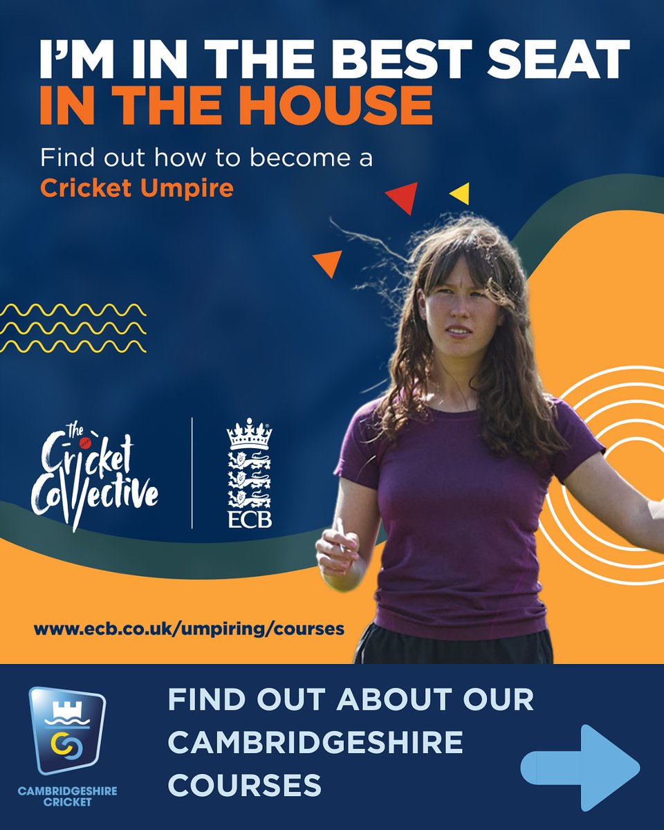 ECB Umpiring Course – Only 10 places left, so Sign Up Now! 
When - Sunday, 28th September 10:00am – 4:30pm at Comberton Village College.
Book your place!
Use this link booking.ecb.co.uk/NzY1Xv

For more information email -  Neil.liversedge@cambscricket.org.uk