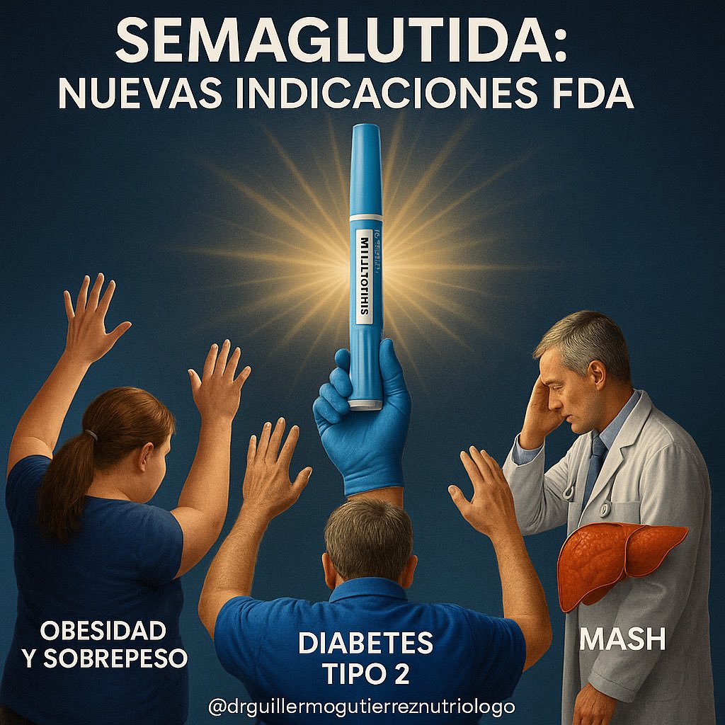 La FDA acaba de aprobar la semaglutida (ozempic y wegovy) para el hígado graso avanzado que ya tiene daño y fibrosis (MASH).

Pero una inyección no es suficiente si no cambias los hábitos de alimentación y si no realizas actividad física. 

¡Previene la cirrosis hoy!